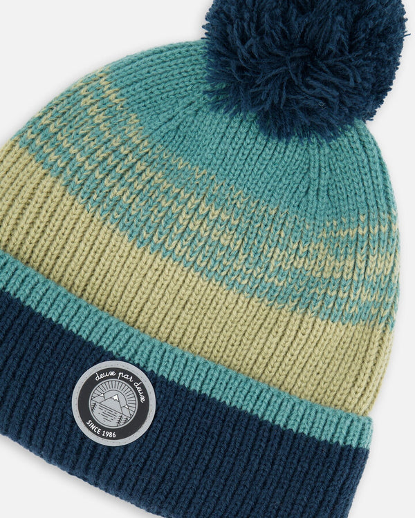 Knit Hat Blue, Green And Gray Winter Accessories Deux par Deux