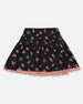 Printed Flowers Flare Viscose Skirt Black - G20J80_072