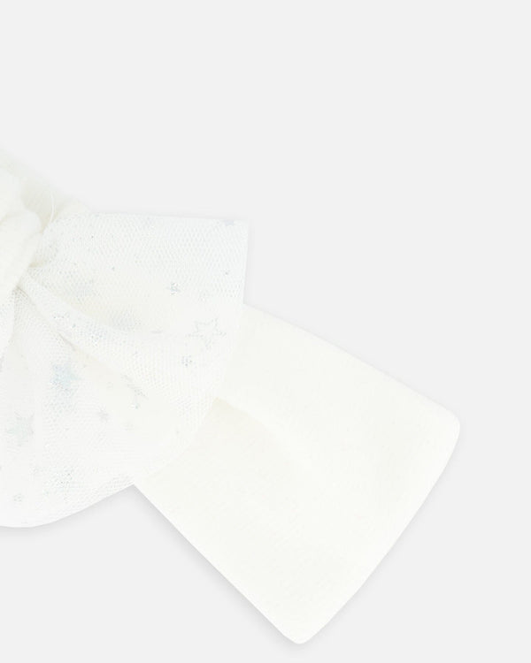 Headband With Glittering Tulle Bow Off White Accessories Deux par Deux