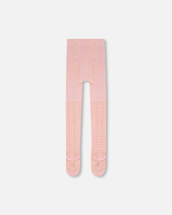Tonal Jacquard Tights Light Pink Accessories Deux par Deux
