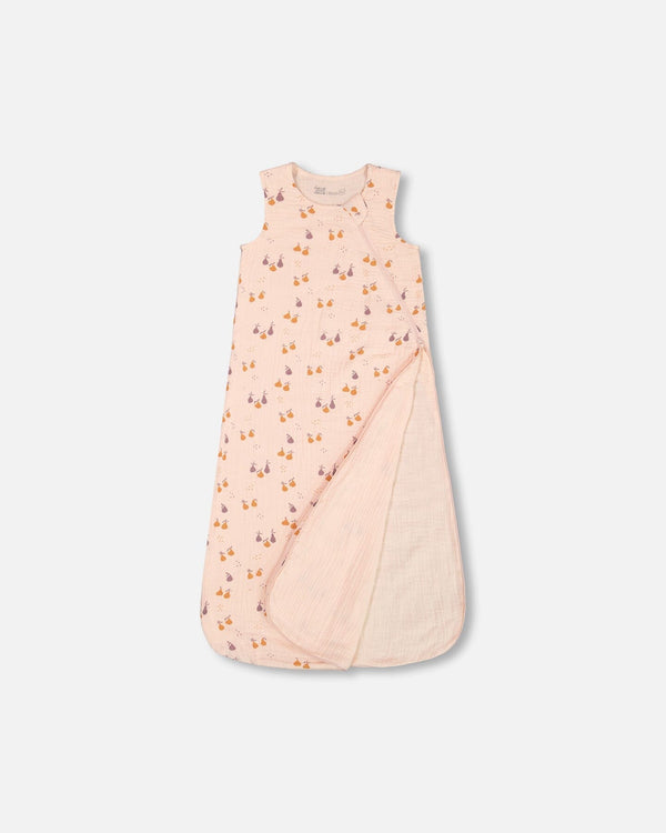 Printed Muslin Sleep Sack Peach With Pears - G30ASB_070