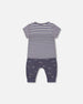 Organic Cotton Top And Muslin Pant Set Striped Navy - G30D10_066