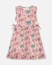 Printed Organic Cotton Dress With Cut Outs Palm Trees, Pink Flamingo, And Turquoise - G30H86_039