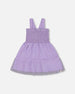 Smocked Organic Cotton Dress With Mesh Frill Lilac - G30H87_564