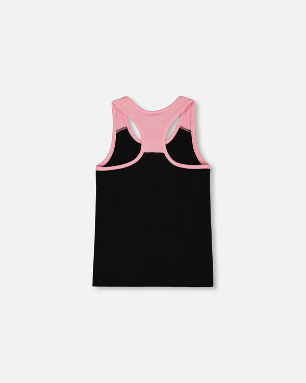 Organic Cotton Racerback Tank Top Black And Candy Machine - G30K70_999