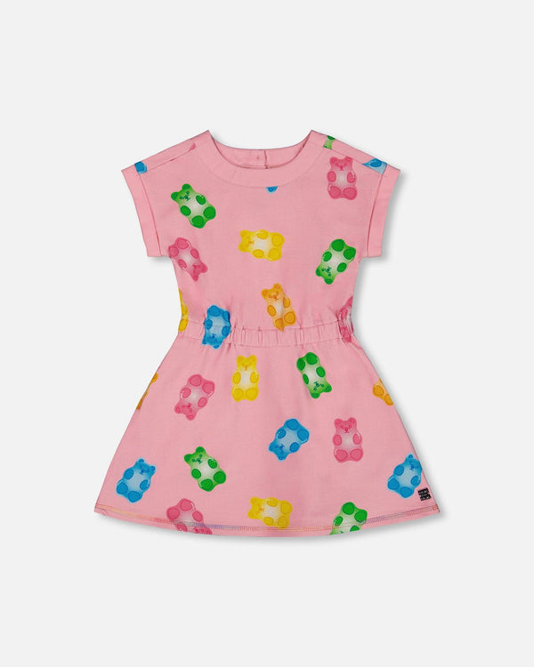 Printed French Terry Dress Pink Multicolored Gummies Dresses Deux par Deux