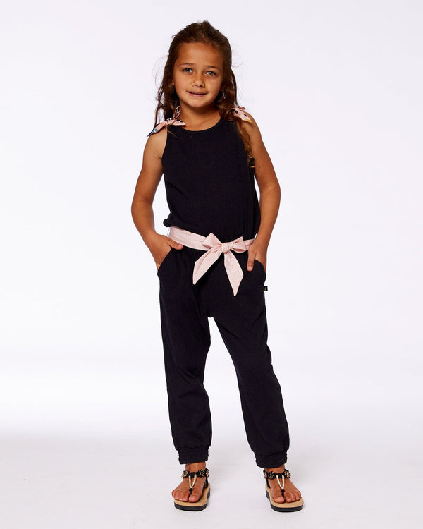 Crinkle Jumpsuit Black And Sparkling Pink - G30L40_999