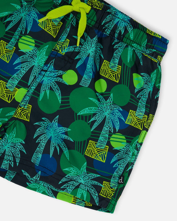 Printed Swim Trunks Green Jungle On Black - G30NB11_040