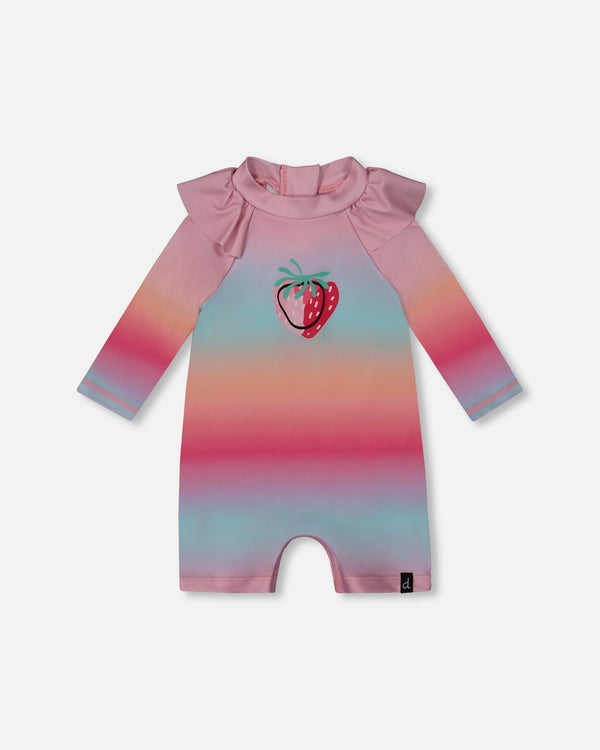 Long Sleeve One-Piece Rashguard Pink, Orange, And Turquoise - G30NG50_000