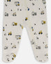 Printed Organic Cotton One-Piece Pajama Off-White And Multi Truck Pajamas Deux par Deux
