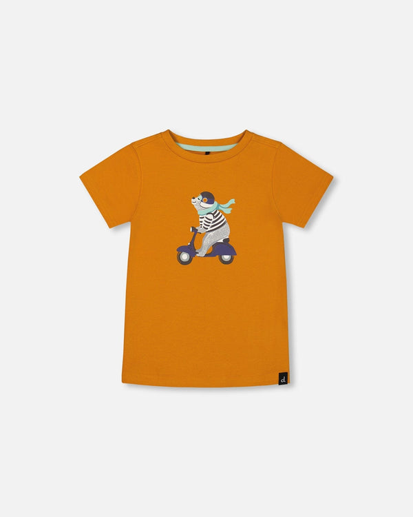 Organic Cotton Tee Vibrant Orange And Blue Vespa - G30S70_240