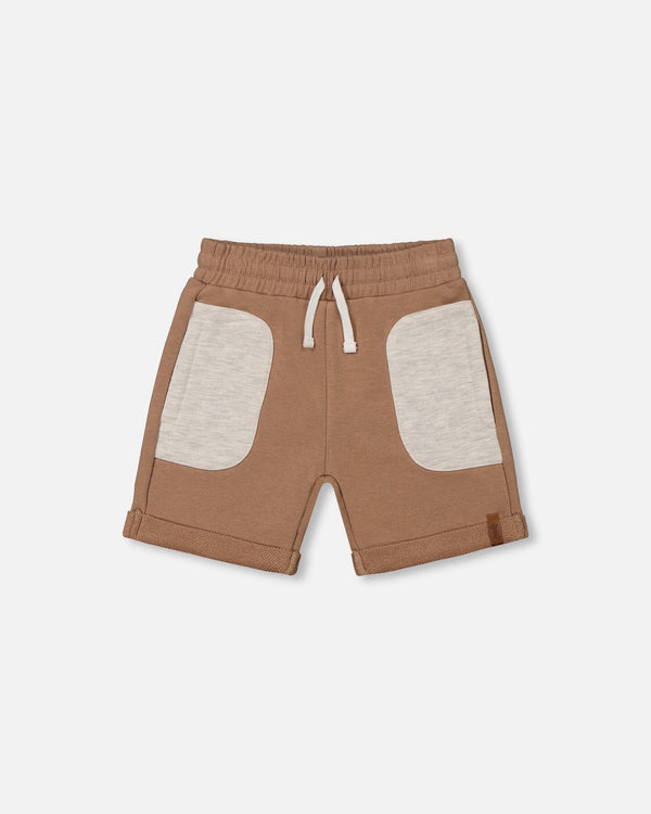 French Terry Short With Contrast Pockets Beige And Off-White - G30U29_919