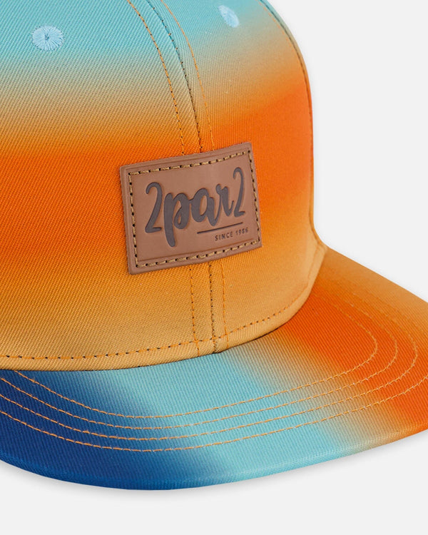 Printed Cap Navy Blue, Turquoise, And Orange - G30VBC_000