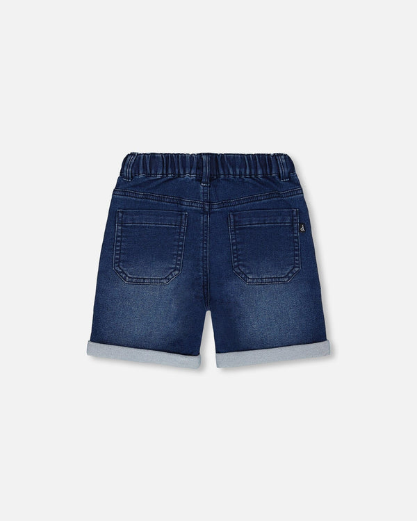 French Terry Denim Short Dark Denim Blue - G30YB28_123