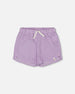 Crinkle Short White Checkered Lilac Pants & Shorts Deux par Deux