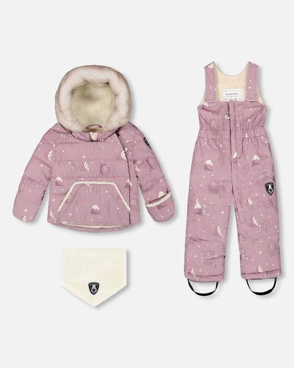 Two-Piece Baby Snug Snowsuit Purple Bear Print - H10A501_003