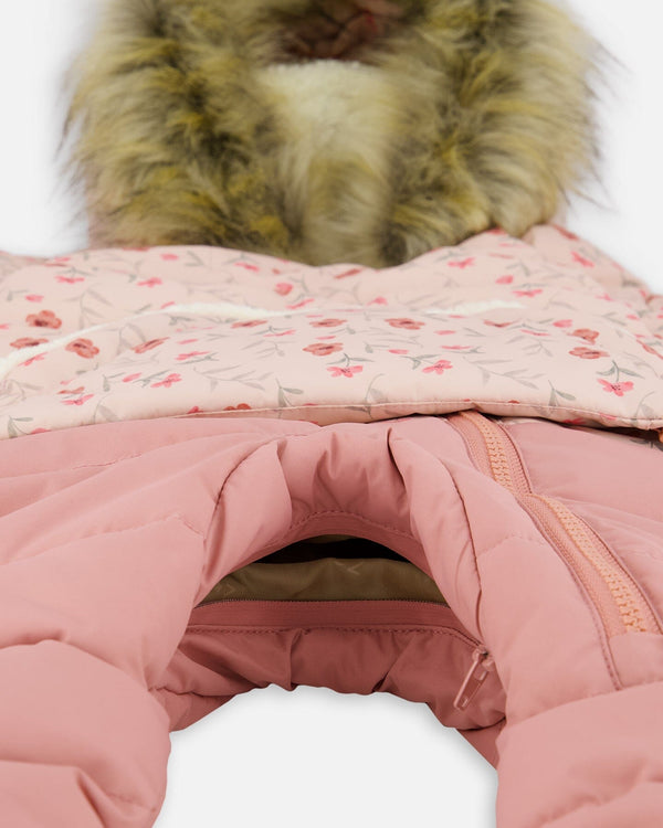 One-Piece Baby Snug Snowsuit Designed For Car Seat Pink Mini Flowers - H10B701_005