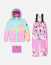 Two-Piece Play Snowsuit Pink Watercolor Flower Print - H10EG90_012