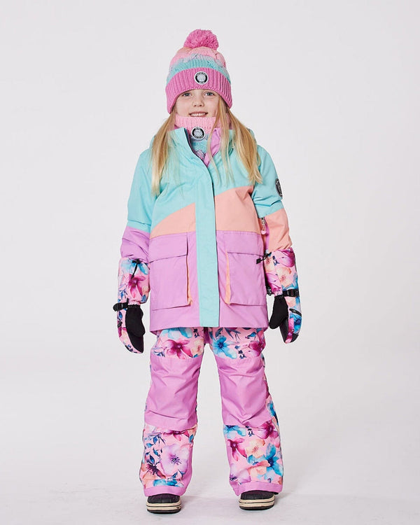 Two-Piece Play Snowsuit Pink Watercolor Flower Print - H10EG90_012