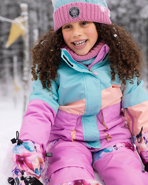 Two-Piece Play Snowsuit Pink Watercolor Flower Print - H10EG90_012