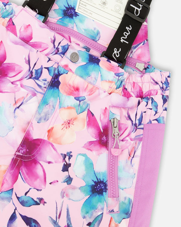 Two-Piece Play Snowsuit Pink Watercolor Flower Print - H10EG90_012