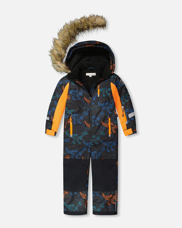 One-Piece Play Snowsuit Robot Dinosaur Print - H10PB32_190