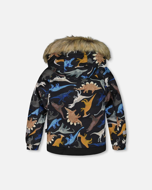 Two-Piece Play Snowsuit With Printed Dinosaurs Jacket Brown - H10PB48_967