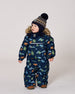 One-Piece Baby Play Snowsuit Designed For Car Seat Navy Animal Print - H10PBB75_030