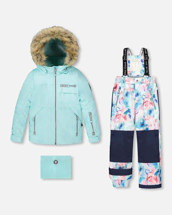 Two-Piece Play Snowsuit Blue Flower Print - H10PG84_020