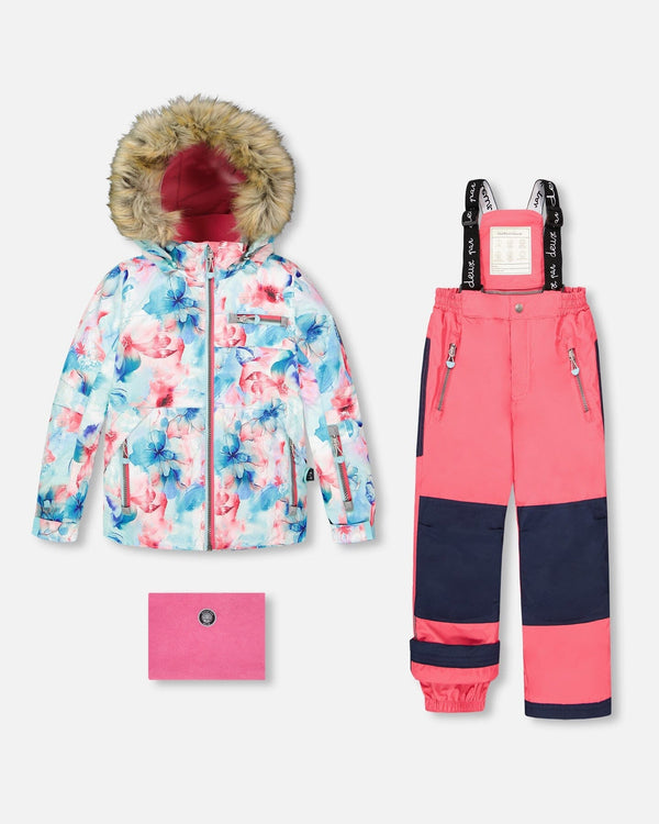Two-Piece Play Snowsuit With Printed Jacket Flash Coral - H10PG84_640