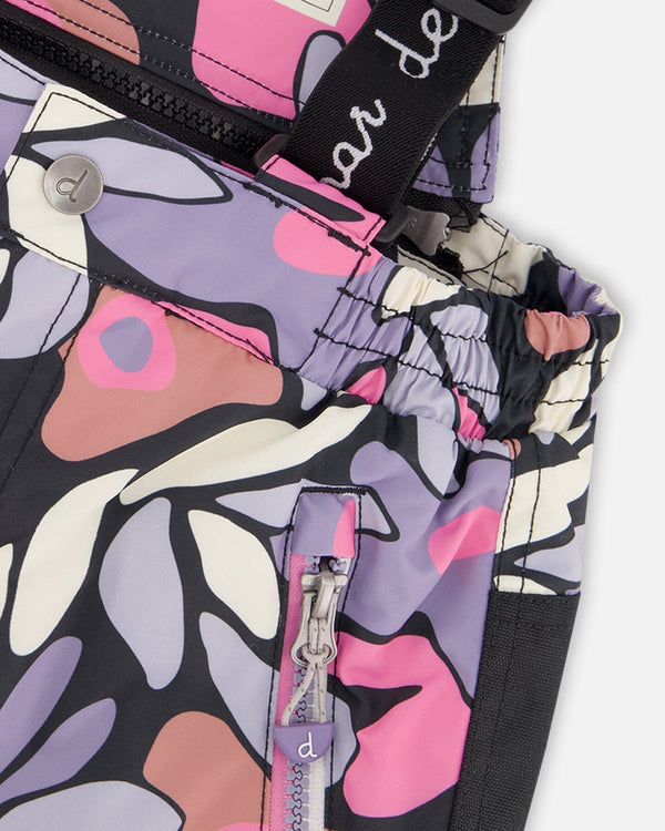 Two-Piece Play Snowsuit Black Retro Flower Print - H10PG86_013