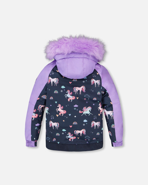 Two-Piece Play Snowsuit With Printed Colorblocked Jacket Lavender - H10PG95_530