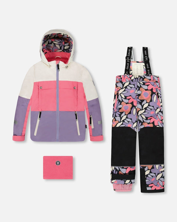 Two-Piece Teknik Snowsuit Black Retro Flower Print - H10TG92_013
