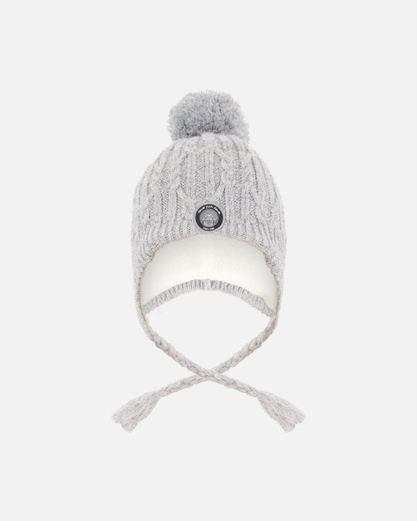 Lined Winter Hat With Pompom Heather Gray - H10XT1_194