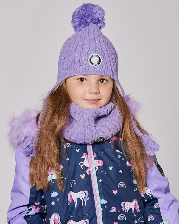 Lined Winter Hat With Pompom Lavender - H10XT1_530
