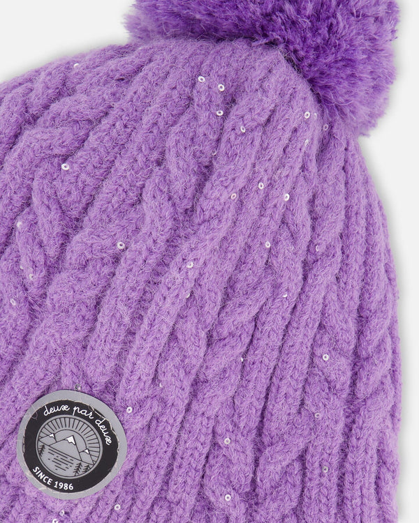 Lined Winter Hat With Pompom Lavender - H10XT1_530