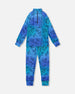 Two-Piece Thermal Underwear Set Blue Gradient Dinosaur Print - H10Y600_027