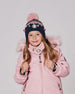 Lined Peruvian Knit Pompom Hat Navy Blue And Pink - H10Z10_000