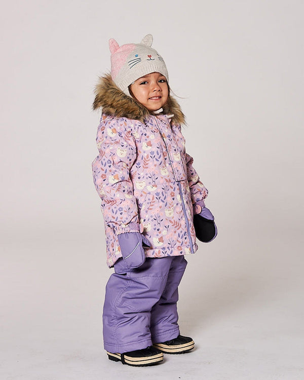 Lined Knit Hat With Ears Off-White And Pink - H10Z12_000