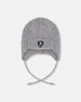 Lined Baby Knit Hat With Ears And Strings Heather Gray - H10ZA07_194