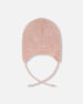 Lined Baby Knit Hat With Ears And Strings Dusty Pink - H10ZA07_637