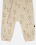 Organic Cotton Zipped Romper Beige Puppy Print - H20C42_050