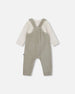 Onesie And Stretchy Corduroy Overalls Set Jade Green - H20C44_325