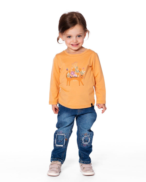 Jeans Blue Denim With Embroideries - H20E20_123