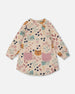 Glittering French Terry Dress Beige Printed Cat - H20E87_055
