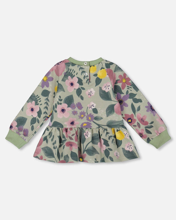 Stretch Fleece Sweatshirt Sage Floral - H20F30_046