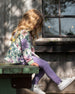 Organic Cotton Jersey Leggings Purple Gray With Floral Detail - H20F60_547
