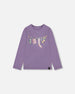 Organic Cotton Jersey Top Purple Gray With Owl - H20F71_547