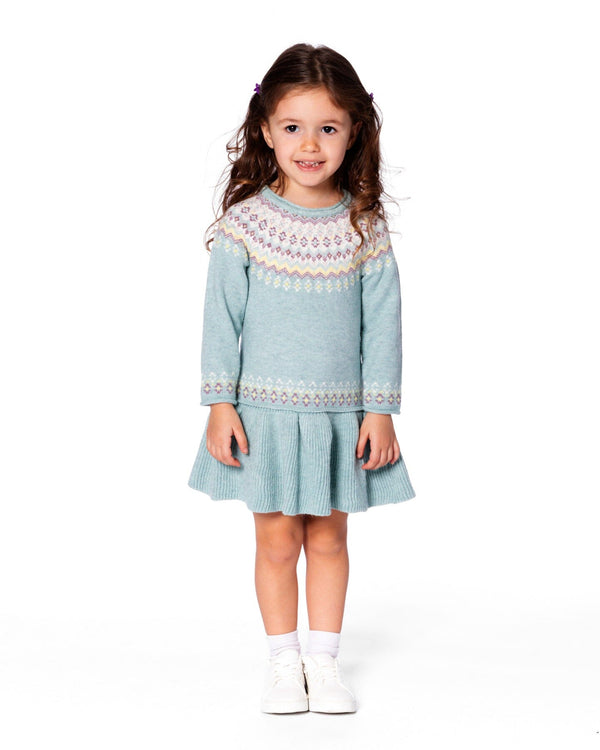Jacquard Sweater Dress With Ribbed Skirt Jade Green - H20FT86_325