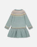 Jacquard Sweater Dress With Ribbed Skirt Jade Green - H20FT86_325